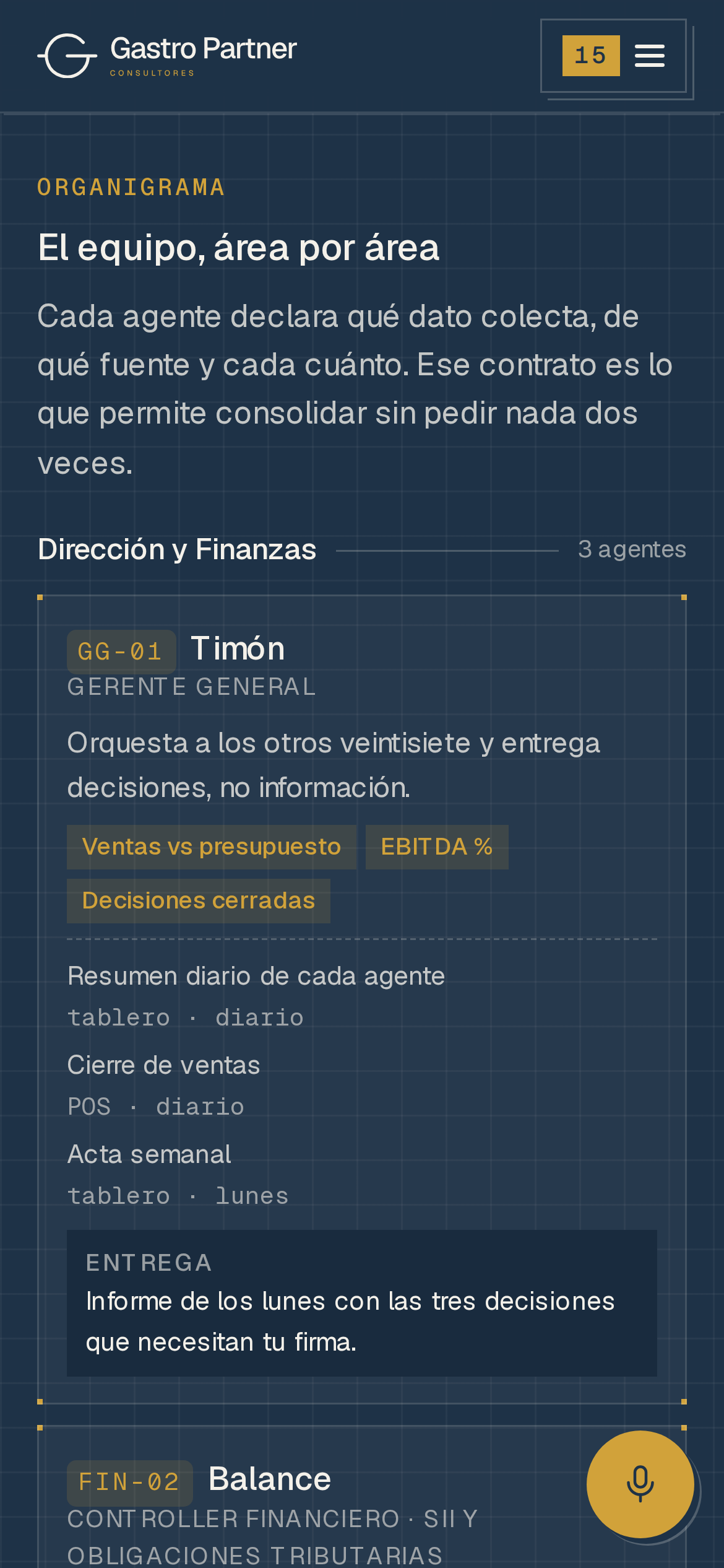 Pantalla del equipo de agentes