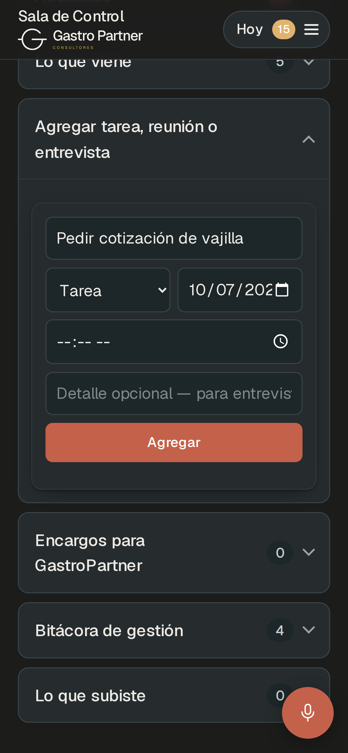 Formulario para escribir una tarea